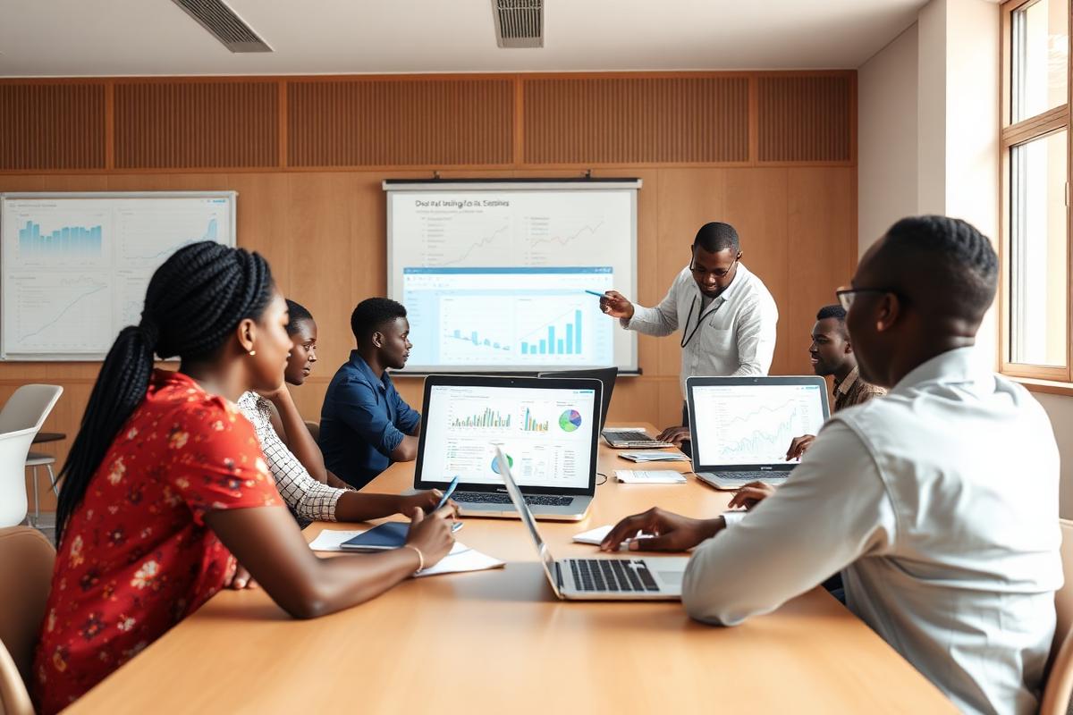 Instructor teaching a data skills bootcamp to professionals